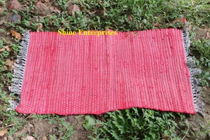 Shine Enterprises Pink <b>Flat</b> Weave Cotton Area <b>Rug</b> Rectangle Bohemian Style Eco Friendly Anti-Slip Washable Thin Living Room <b>Rug</b> - Product Image 2