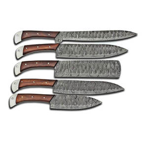 5 Piece Chef <b>Knife</b> <b>Set</b> Damascus Steel Handmade Wood Handle Durable Right Hand Serrated Edge 6-7.9in High Quality Carbon Steel - Product Image 4