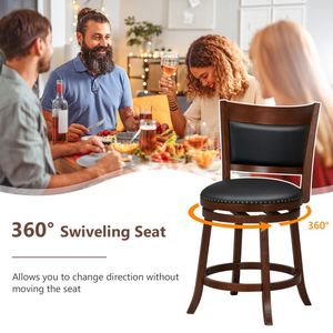 Set of 2 Swivel Bar <b>Stools</b> with 20 Inch Wider <b>Cushioned</b> Seat - Product Image 5