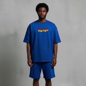 Ensemble T-shirt et short surdimensionné de couleur unie personnalisé OEM/ODM pour homme – 2 pièces, streetwear écologique, poids moyen, 100 % coton respirant - Product Image 6