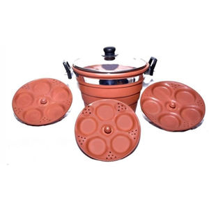 Ensemble de cuiseurs vapeur en terre cuite écologiques résistants à la chaleur (avec assiettes et couvercle en verre) pour cuisinières à gaz et à induction - Product Image 2