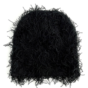 Unisex Black White Acrylic Knit Beanie Hat Hand Knitted Casual <b>Winter</b> <b>Cap</b> for Adults 54-56CM - Product Image 5