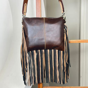2025 bolso cruzado personalizado de cuero con flecos de vaquera occidental para mujer, bolso de hombro Floral de cuero de vaca - Product Image 5
