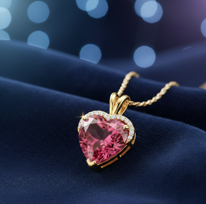 Collar con Colgante en Forma de Corazón Rosa Hidroplaqueado, con Circonitas, Plata de Ley 925, Chapado en Oro de 18K, Collar Romántico para Mujer - Product Image 3