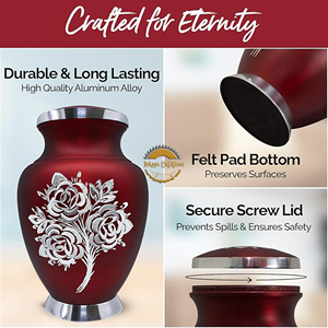 Handcrafted Aluminum Funeral Urn Personalized Metal Urn for Cremated <b>Ashes</b> Luxury Decorative <b>Ashes</b> Urn for Adults Premium - Product Image 3