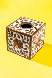 ARIF HANDICRAFT Boîte à mouchoirs rectangulaire en bois personnalisée, artisanale, décorative, motif floral d'amour, design élégant avec incrustation d'os, haute qualité - Product Image 1
