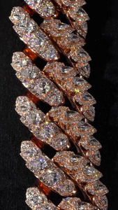 Luxury Rose Gold Plated S925 Lab Grown Diamond <b>Statement</b> <b>Necklace</b> Marquise Cut Channel Setting Women's and Men's Party Jewelry - Product Image 2