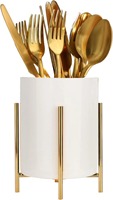 Soporte de cerámica blanca de alta gama con base de metal dorado, ideal para restaurantes, eventos y organizador de mesas para fiestas.