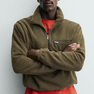 Sudadera Casual de Forro Polar con Cierre de Cremallera y Cuello Alto para Hombre, Color Verde Oliva - Product Image 1