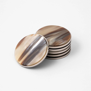Sous-verres artisanaux en corne de boeuf et de buffle Sous-verres uniques en corne de buffle naturelle pour la protection de la table Accepter la personnalisation - Product Image 1