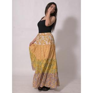 Jupe longue en coton patchwork faite à la main, imprimé bloc, style bohème, maxi, vintage, ethnique, pour femme, tenue de festival, design portefeuille, respirante - Product Image 2