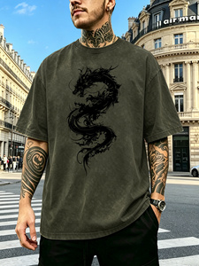 High Quality OEM Custom Acid Wash T-shirts Boxy Oversized Vintage Boxy Fit Tee Digital Printed T shirt For Men Customized - Product Image 1