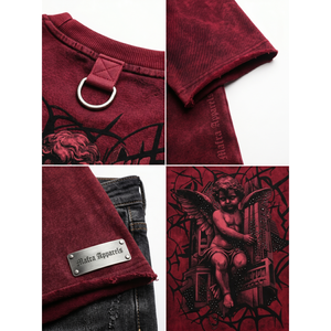 T-shirt graphique surdimensionné pour homme, délavé à l'acide, avec strass, impression en relief 380 GSM, 2XL, streetwear personnalisé, grammage lourd - Product Image 4