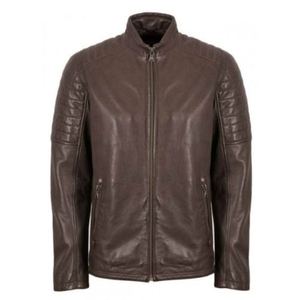 Chaqueta de Invierno para Hombre de Alta Calidad, Estilo Vintage Cafe Racer, de Piel de Oveja Genuina Marrón, Corte Ajustado, Transpirable, Servicio Personalizado OEM - Product Image 4