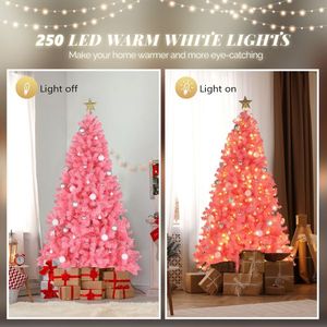 Albero di Natale in PVC da 1,8 m con 250 Luci LED, 900 Rami, 8 Modalità, 2 Colori, Telecomando, Bianco Caldo, Struttura Automatica, Decorazioni Natalizie - Product Image 4
