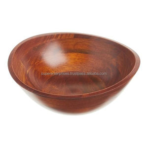 Bol en bois massif durable pour salade, fruits, collations, service, fait main, en bois naturel, article de cuisine et de salle à manger - Product Image 1
