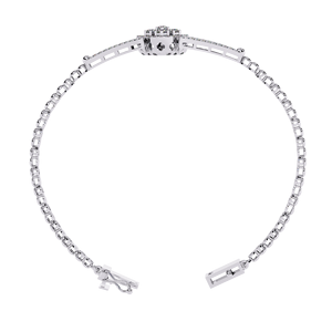 Lab Grown Flower Cluster Diamond <b>Bracelet</b> 14K White Gold | Halo Pave Designer Diamond <b>Bracelet</b> | RAAMAA Diamond Ethnic Style - Product Image 3