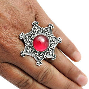 Anillo de Plata de Ley 925 con Gema de Cristal de Corte Redondo, Hermoso Diseño Floral, Estilo Boho, para Bodas y Fiestas, Precio al por Mayor - Product Image 3