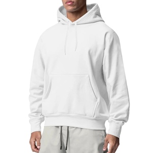 Automne hiver hommes surdimensionné ample col rond à capuche pull sweats S-3XL polaire manteau vêtements haut blanc pull à capuche - Product Image 1