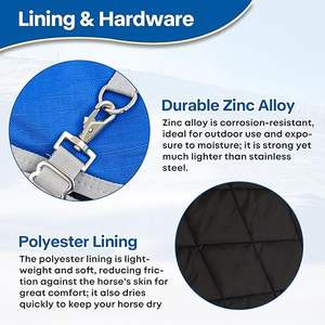 Manta de Invierno para Caballo, Manta Impermeable para Caballo 1200D, 260g, Relleno de Peso Medio, con Cubrecuello Desmontable - Product Image 6