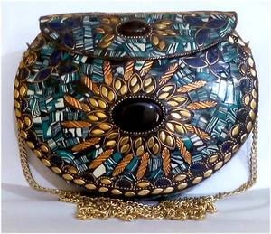 Bolsos Metálicos de Estilo Bohemio con Mosaico para Mujer, Modelo GC-BG-565, Ideales para Fiestas, al Mejor Precio de Exportador Indio - Product Image 1