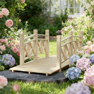 Passerella Pedonale in Legno, Elegante Ponte da Giardino, Ornamenti per Giardino - Product Image 1