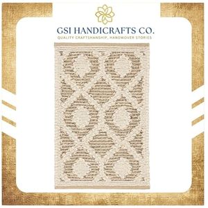 Tapis rectangulaire bohème géométrique tissé plat, best-seller, en coton biologique taupe, antidérapant - Product Image 2