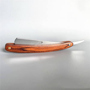 Wood Handle Straight <b>Razor</b> Stainless Steel Blade Single Blade For Face Shaving Smooth & Comfortable Professional - Product Image 2
