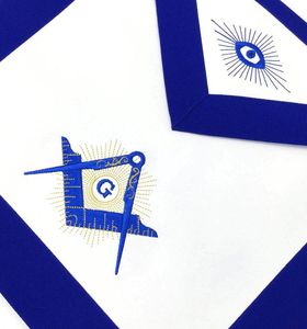 Master Mason Blue Lodge <b>Apron</b> - <b>White</b> & Blue Square & Compass G quality fabrics, and expert workmanship. - Product Image 3