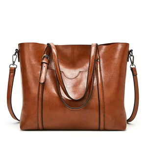 Bolso de hombro de cuero liso para mujer, estilo Hobo, tipo Satchel, Tote, con asa superior, de piel sintética, tipo cubo - Product Image 5