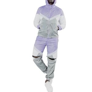 Survêtement streetwear personnalisé à fermeture éclair pour homme, coupe-vent imperméable en nylon et polyester avec éléments réfléchissants - Product Image 2