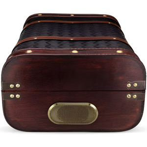 Tourne-disque vintage en bois avec Bluetooth, enregistrement USB, entrée auxiliaire, haut-parleurs intégrés, lecture de vinyle à 3 vitesses - Product Image 3