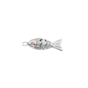 Pendentif breloque en laiton plaqué argent avec zircone cubique orange en forme d'œil de poisson pour la fabrication de bijoux et colliers - Product Image 5