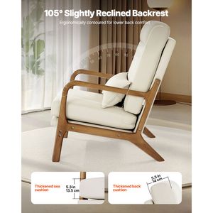 Poltrona Moderna con Schienale Alto, Struttura in Legno Massello e Gambe Antiscivolo - Sedia Imbottita per il Relax - Product Image 4