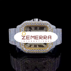 Fully Iced Out VVS Moissanite Diamond <b>Watch</b> Luxury Hip Hop Automatic Movement Stainless Steel <b>Watch</b> Handset Micro Pave Diamonds - Product Image 1