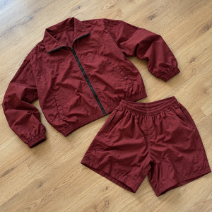 Veste sans manches à col demi-zip en nylon, short à taille élastique avec poches latérales, vêtements de rue unisexes légers, ensemble deux pièces, vêtements personnalisés OEM - Product Image 1