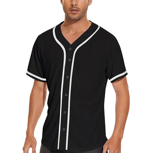 Maillot de baseball unisexe noir à manches courtes, boutonné devant, respirant, en polyester, coupe classique pour adulte, toutes saisons, couleur unie - Product Image 4