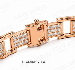 Premium <b>Mens</b> Diamond Link Bracelet Solid Rose Gold Geometric Precision Set High Polish Luxury Masculine Fine Jewelry Gift - Product Image 6