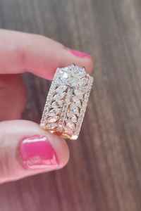 Bague en cluster de diamants de laboratoire taille ronde et marquise scintillants en or massif 14 carats pour femme, élégant cadeau de promesse ou de mariage pour la mariée - Product Image 6