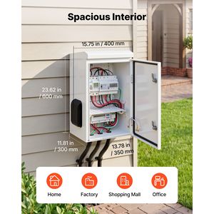 Caja de Conexiones Eléctrica para Exteriores, Acero Laminado en Frío, IP65, Ventilada, con Cubierta Protectora contra la Lluvia para Termostato y Ventilador - Product Image 2