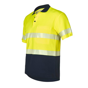 Polo à manches longues en polyester respirant jaune haute visibilité, imprimé par transfert thermique, vêtements de travail réfléchissants de sécurité pour unisexe - Product Image 5