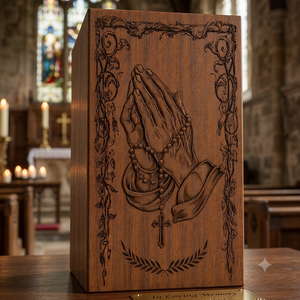 Wooden Cremation Urn <b>Memorial</b> Ash Holder Carved Decorative Keepsake <b>Box</b> Custom Commemorative Funeral Supply - Product Image 5