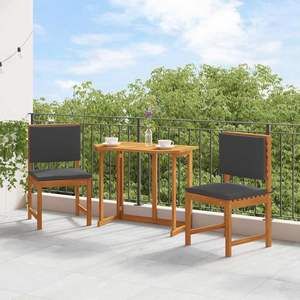 2 sillas de jardín de madera maciza de acacia marrón con cojín - Product Image 3