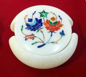 Juego de posavasos de mármol blanco hechos a mano de 4.5 pulgadas para bebidas, té, café y cerveza, decoración elegante para la mesa. - Product Image 2