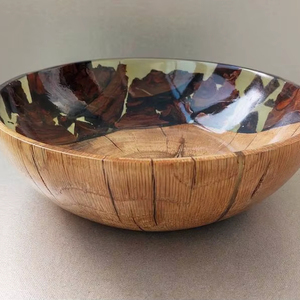 ชามสลัดไม้ธรรมชาติและเรซิ่นทำมือรักษ์โลก ชามตกแต่งสไตล์อเมริกันขนาดเล็ก รูปทรงน้ำเต้า - Product Image 1