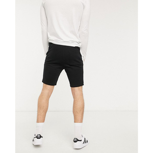 Shorts Bermuda en Coton Noir pour Homme, Taille Mi-Haute, Fermeture Élastique, Style Décontracté, Couleur Unie, Tissu Respirant - Product Image 4