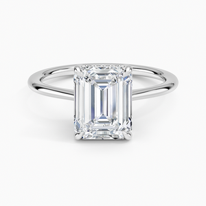BOJ <b>Ring</b> 062 Emerald Cut 925 <b>Silver</b> Elle Hidden Halo <b>Solitaire</b> Diamond <b>Ring</b> 2ct D Color VVS1 Moissanite GRA Certified Low Price - Product Image 1