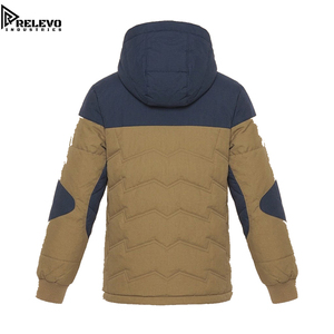 High Quality Premium OEM <b>Men</b> <b>Navy</b> and Khaki Hooded Puffer <b>Jacket</b>, Warm Winter <b>Quilted</b> <b>Jacket</b> with Full Zip - Product Image 2