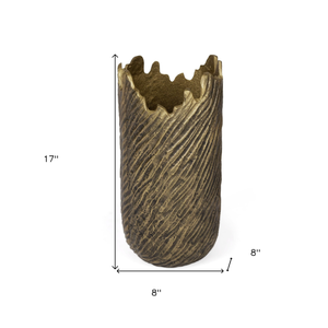 Custom Cast Aluminum Metal Flower Vase Rustic Bronze Corrugated Texture Decorative Vase Durable High-End Tabletop <b>Ornament</b> Vases - Product Image 6
