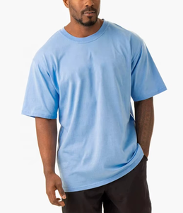 T-shirt pour homme bleu clair à manches courtes, col rond, coupe classique, couleur unie, jersey décontracté, 100% coton, design uni - Product Image 6